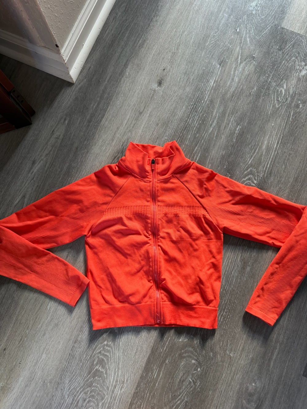 Fabletics fire orange cropped zip- NWOT